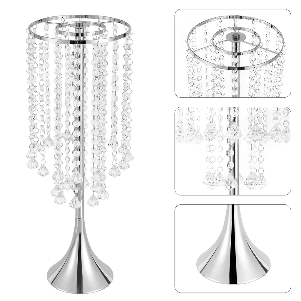 Set Of 10pcs 21.9"H Crystal Flower Stand Silver Centerpieces For Wedding Party Dinner Event Hotel Home Flower Arrangement Vase