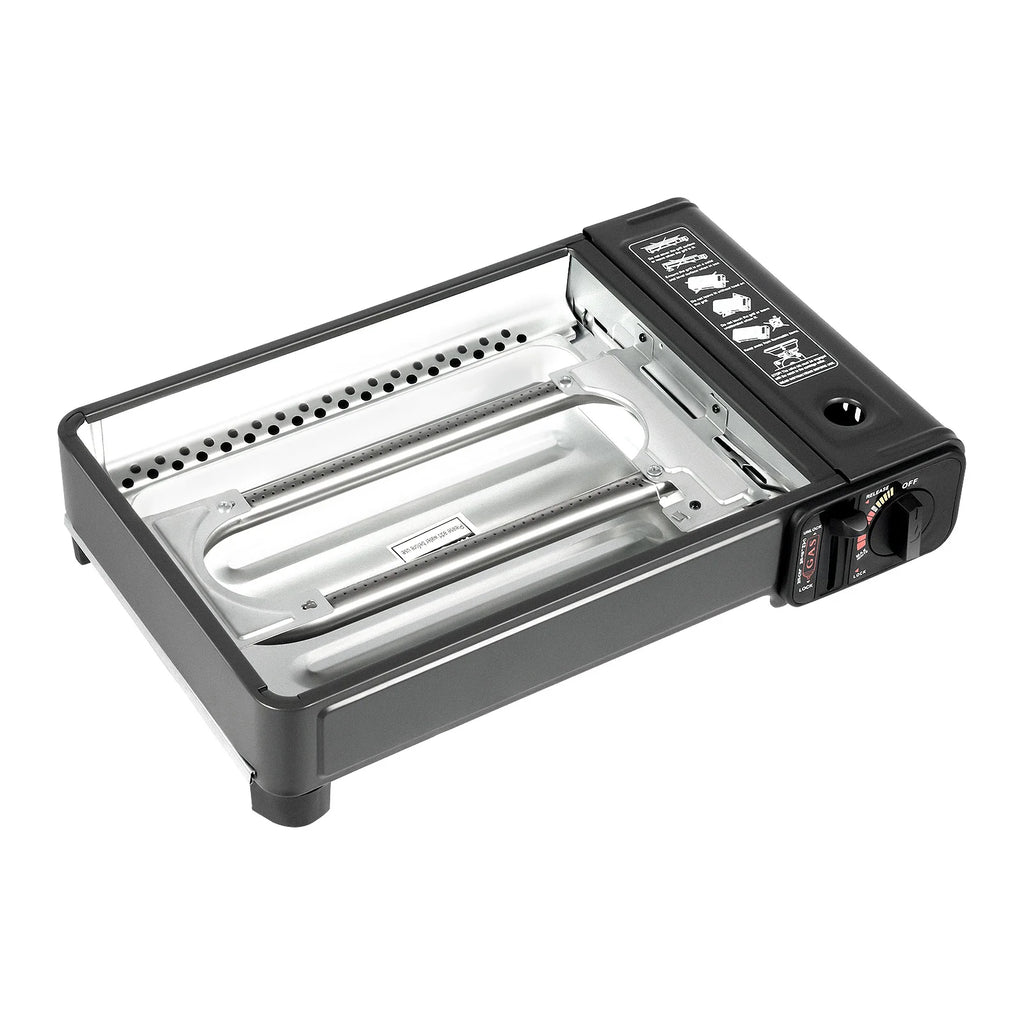 Butane Grill Stove With Grilling Net Portable 1 Burner Gas Stove 0.25-0.3MPa for Outdoor Camping RV Emergency Cooking