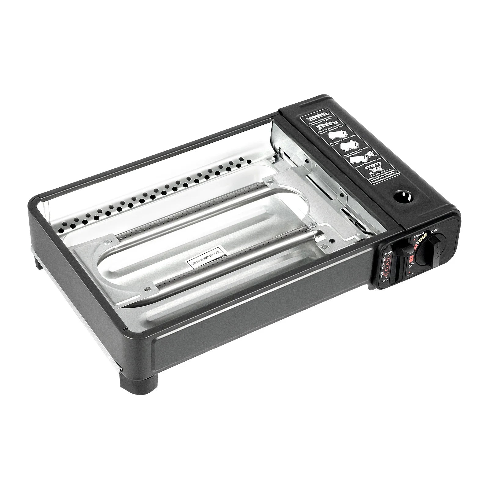 Butane Grill Stove With Grilling Net Portable 1 Burner Gas Stove 0.25-0.3MPa for Outdoor Camping RV Emergency Cooking