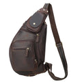 Full Grain Leather Cross Body Sling Bag Chest Bag Backpack Outdoor Camping Tactical Daypack
