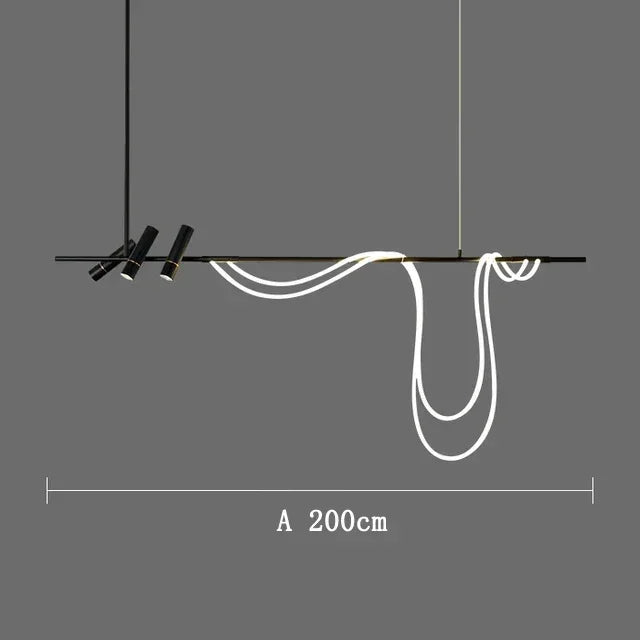 Nordic Designer Light Luxury High-end Sentimental Long Chandelier Exhibition Hall Kitchen Bar Home Decoration Pendant Lights LED