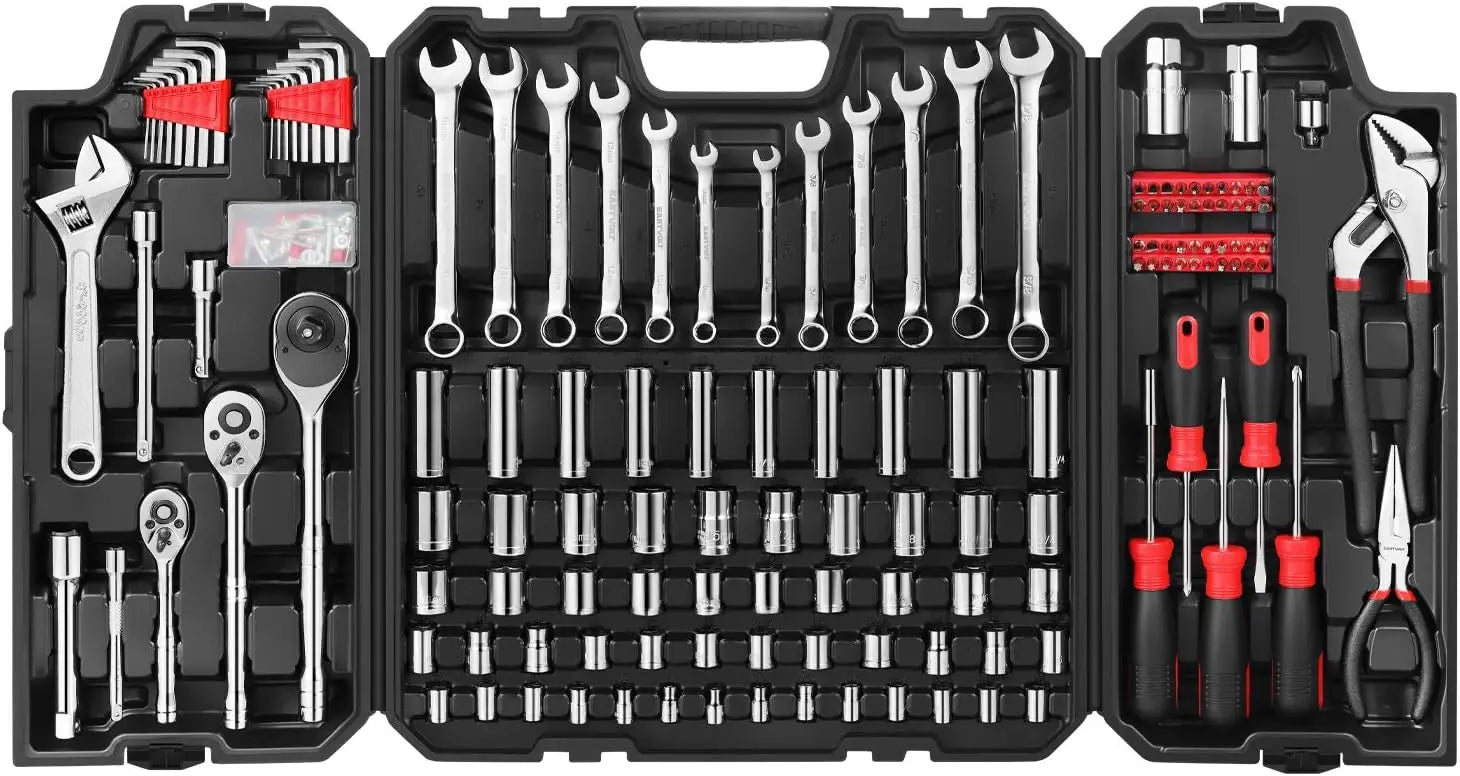 248-Piece Mechanics Tool Set with Mixed Sockets, Wrenches, and Storage Case for Auto Repair