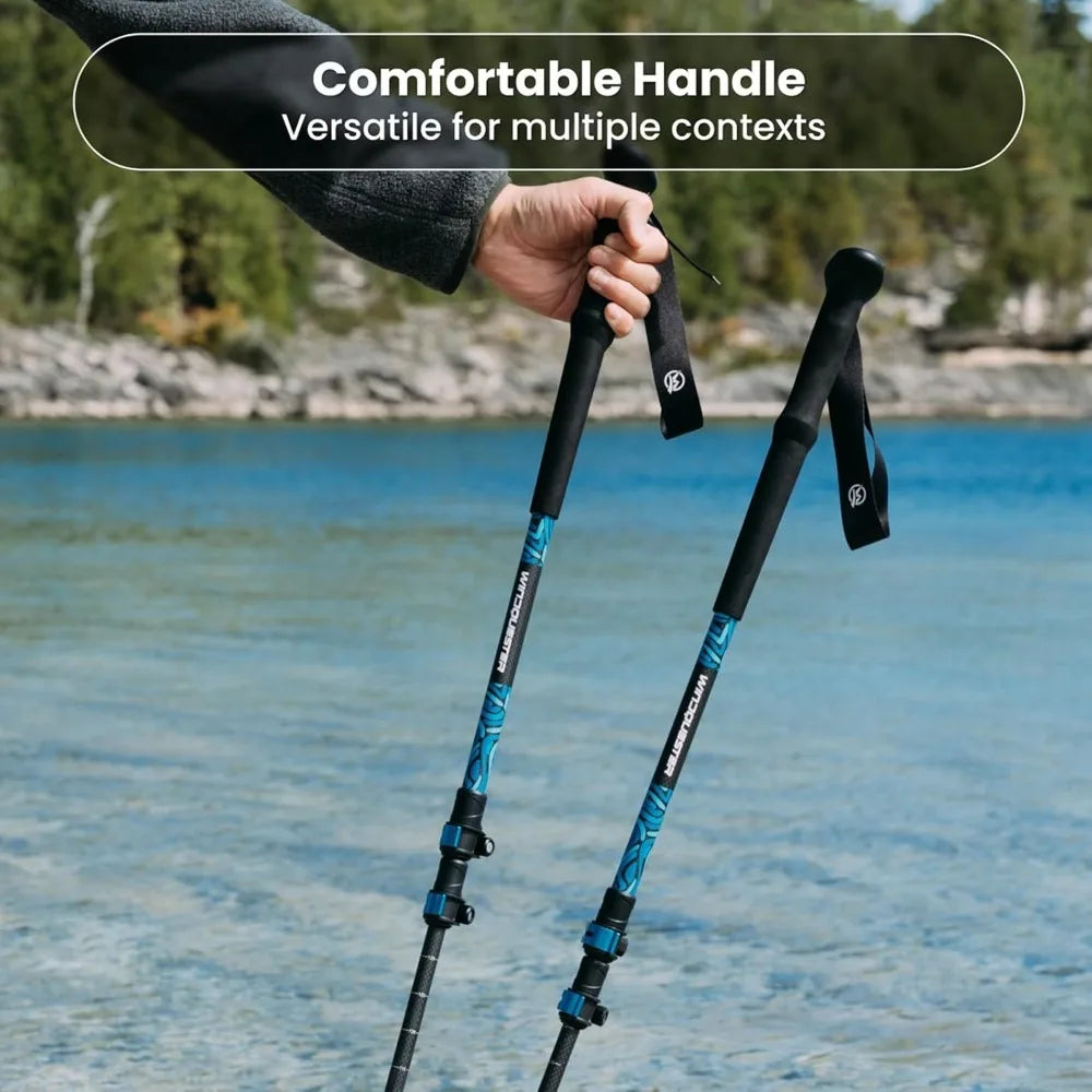 Fiber Trekking Poles– Adjustable Lightweight Hiking Poles with Quick Lock,Compact for Backpacking, Camping & Travel Glacial Wave