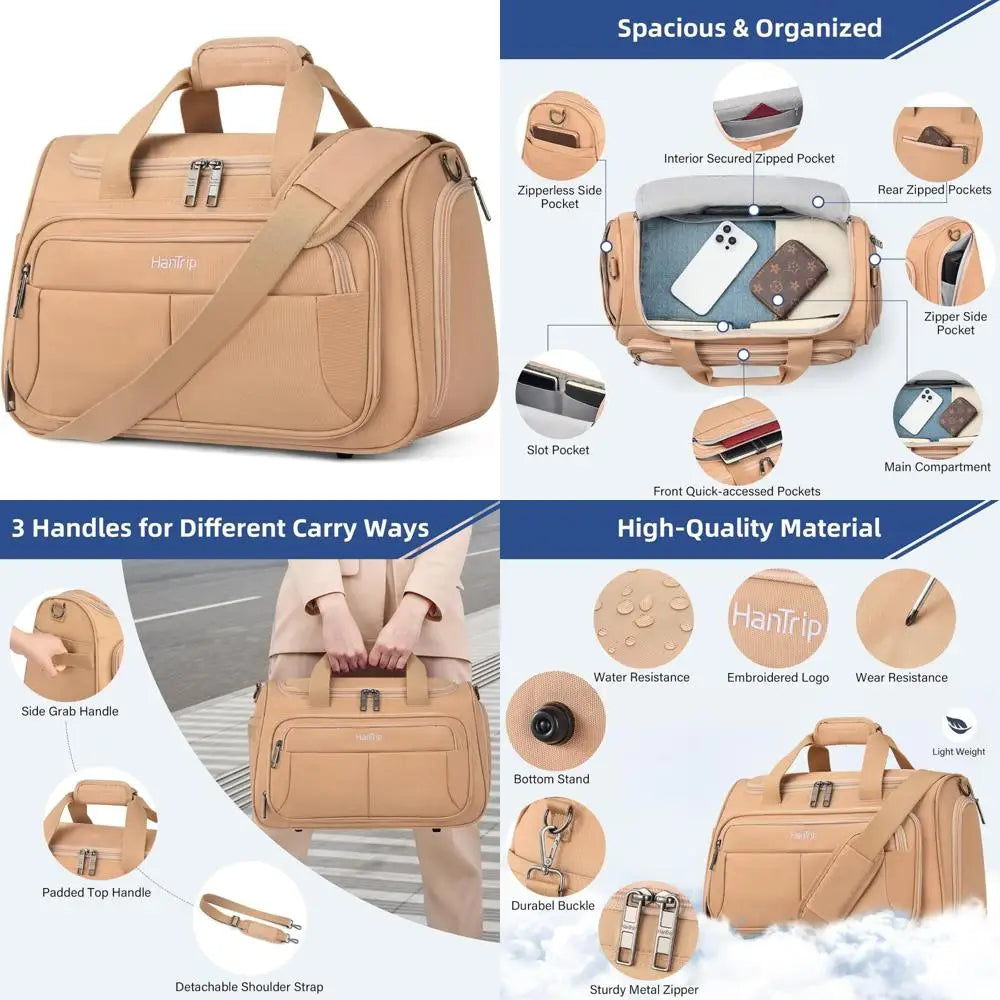 Foldable Travel Duffel Bag - Under Seat Airplane Personal Item, Weekender Overnight Bag for Men