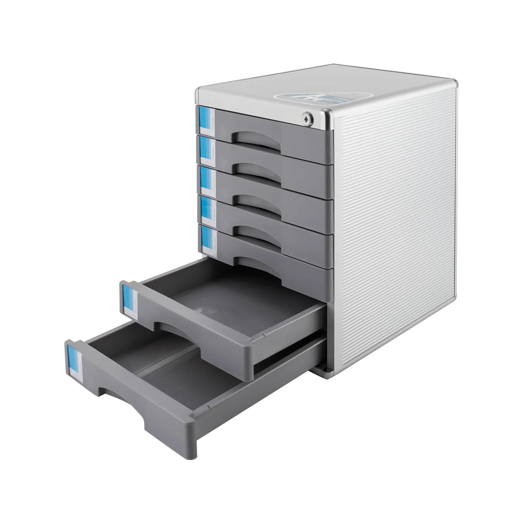 Aluminum Alloy Drawer Organizer with 7 Compartments Lockable for Office Files Documents and Supplies Desk Storage Unit