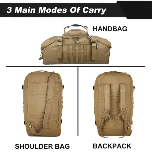 3-in-1 Military Duffle Bag – Backpack Gym Travel Weekender Bag for Men, Carry-On Size