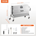 SucceBuy Rotisserie Grill with Hooded Cover BBQ Whole Pig Lamb Goat Charcoal Spit Grill Electric Motor Stainless Steel Roaster