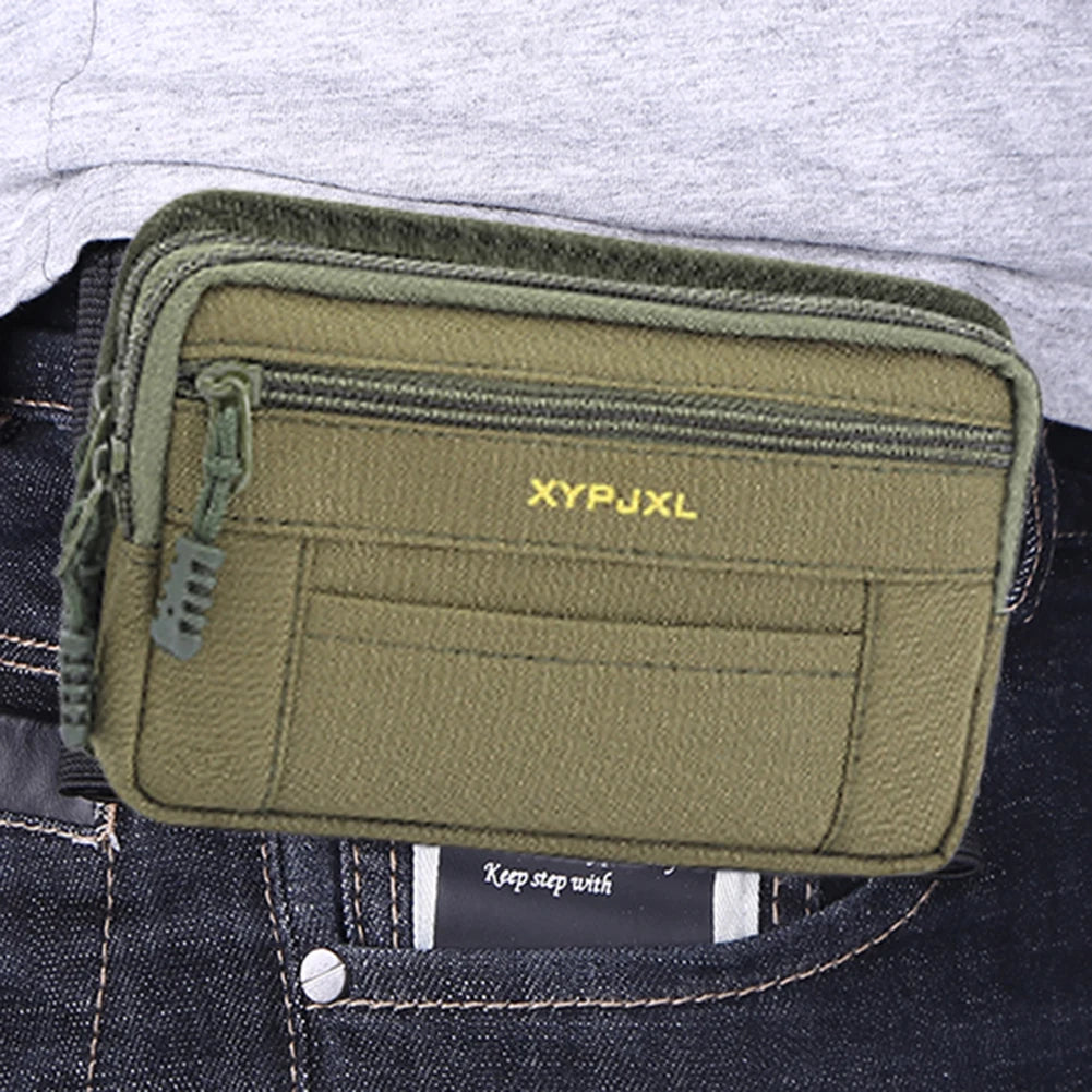Men Waist Pouch Multi-Compartment Wallet Pouch Portable Mobile Phone Purse Canvas Hiking Cycling Travel Tools