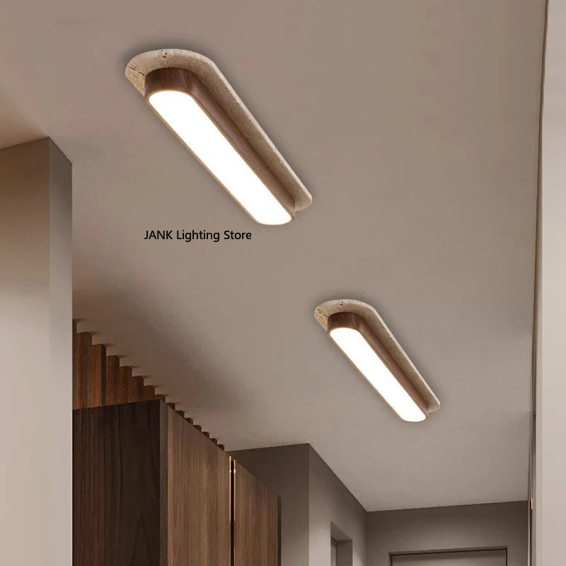 Solid Wood Color Long Strip Wall Light Living Room TV Background Wall Minimal Corridor Light Stone Indoor Lighting Ceiling Light