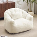 Oversized Bean Bag Chair with Pillow for Adults - Comfy Fluffy Faux Rabbit Fur Lazy Floor Sofa, Lounge Boneless Accent