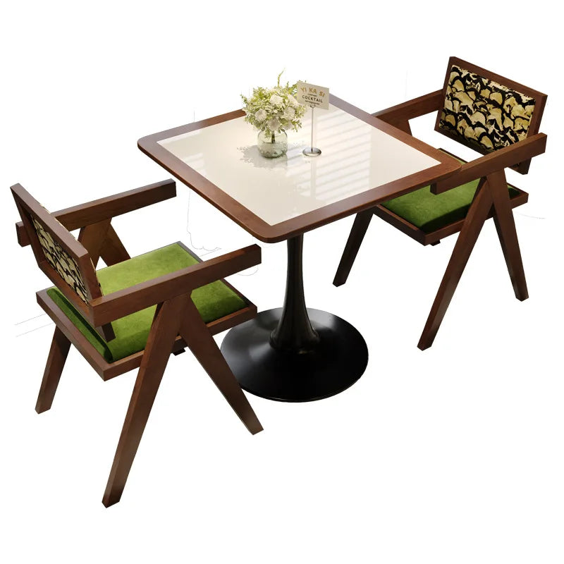 Retro Western Restaurant Bar Commercial Dining Table and Chair Combination Restaurant Solid Wood Table Chair Commercial