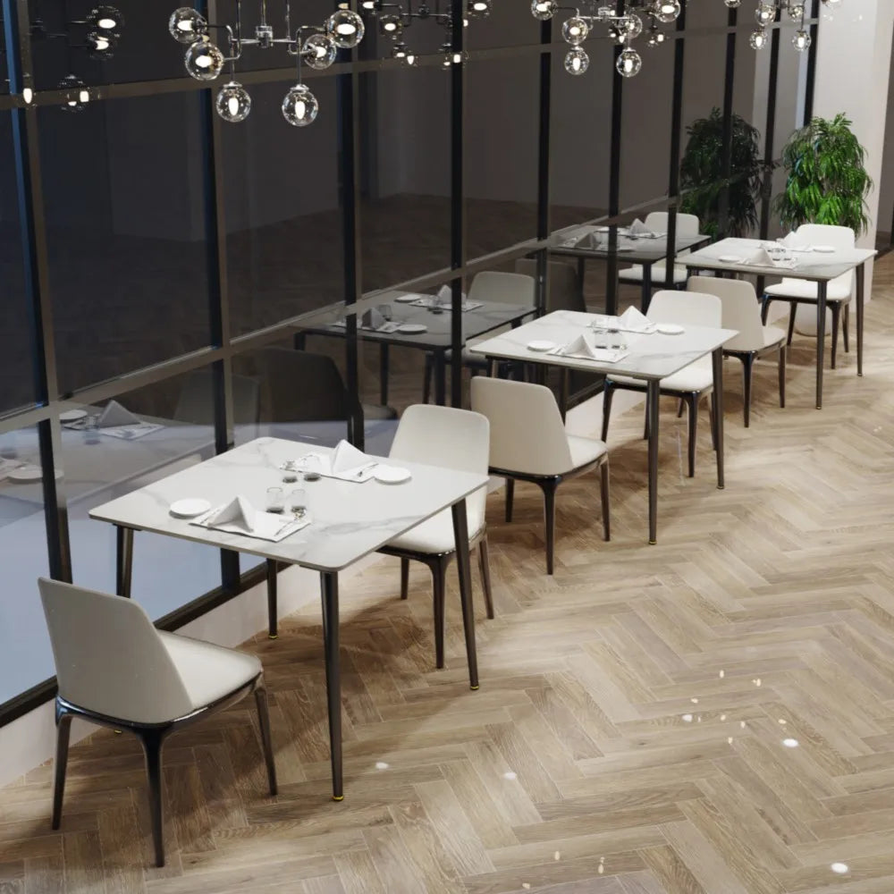 LUVODI Square Dining Table for 4 Restaurant Kitchen Cafe Shop Marble Dining Desk with Dining Chair Sets