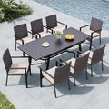 Patio Table and Chairs, Patio Dining Set for 8, Expandable Outdoor Table with Chairs, 9 Pieces Outdoor Rattan Dining, A
