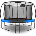 12FT Outdoor Trampoline for Recreational Backyard Trampoline with Curved Safety Poles and Net Enclosure- ASTM Approval for Adult
