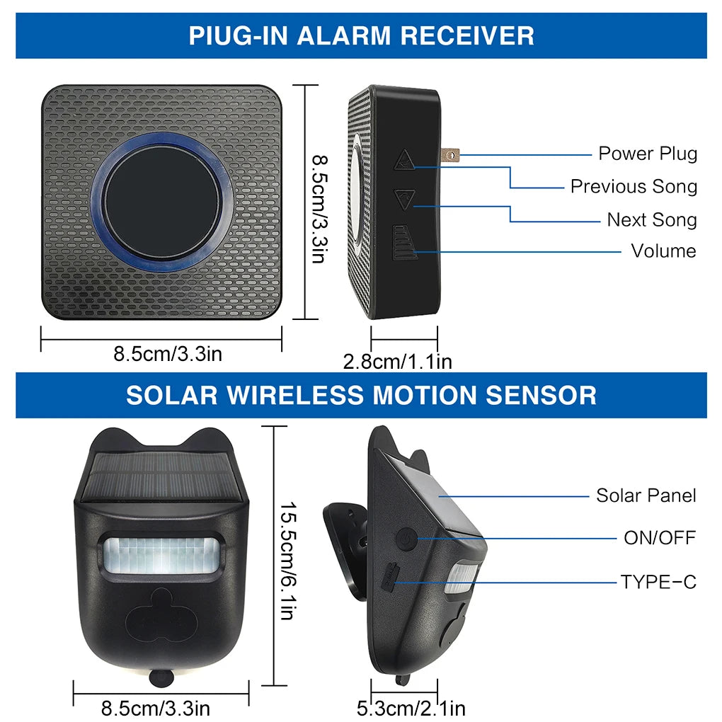 3pcs/set Driveway Alarm Mo-tion Sensor Alarm System