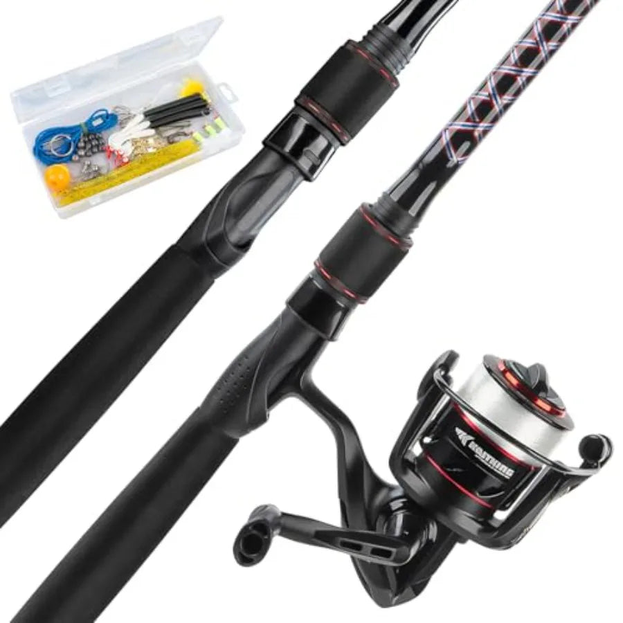 Brutus Fishing Rod and Reel Combo Spinning and SpinCast Combo Custom Tackle Kit Pre-Spooled Line Brute Tuff 2Pc Blanks