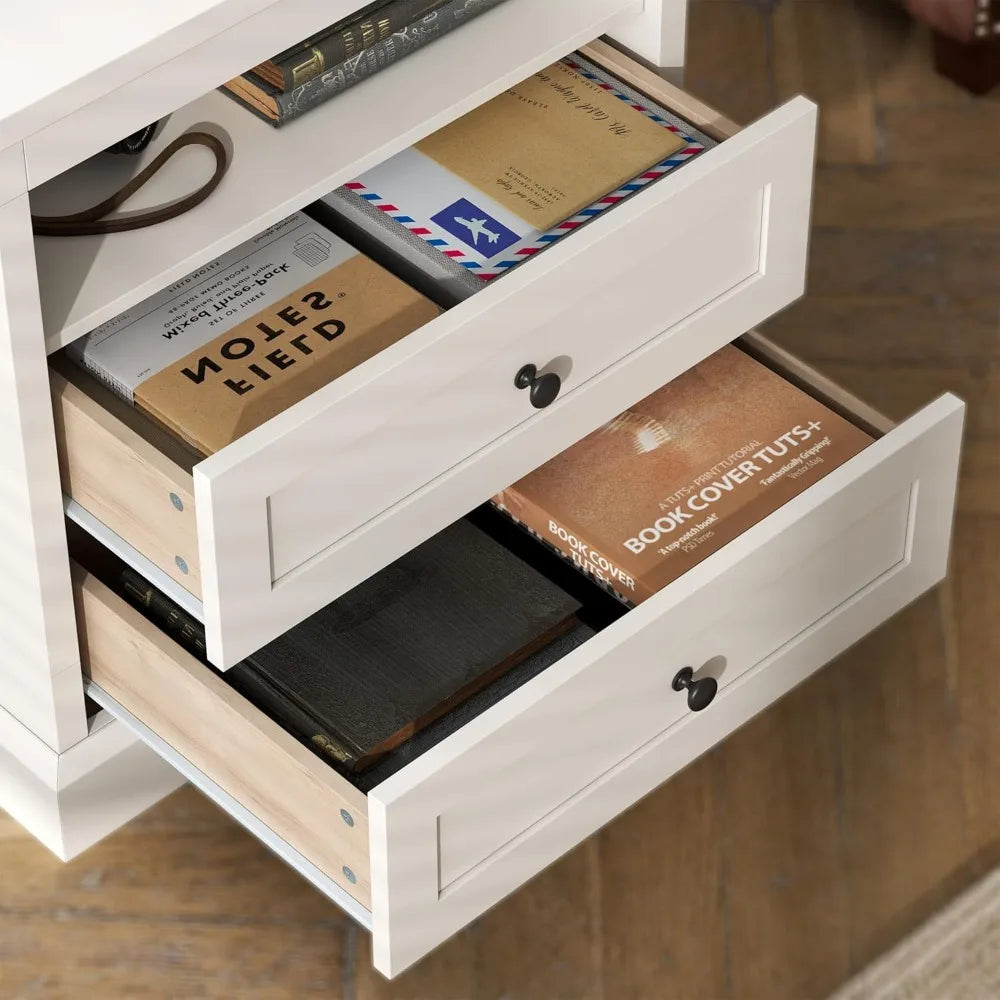 Bedside Storage Table with Drawers and Concealed Compartment