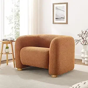 Modern Oversized Sherpa Accent Chairs, 37" Comfy Boucle Living Room Chairs, Wide Reading Chair with Round Arms, Cozy Armchair fo