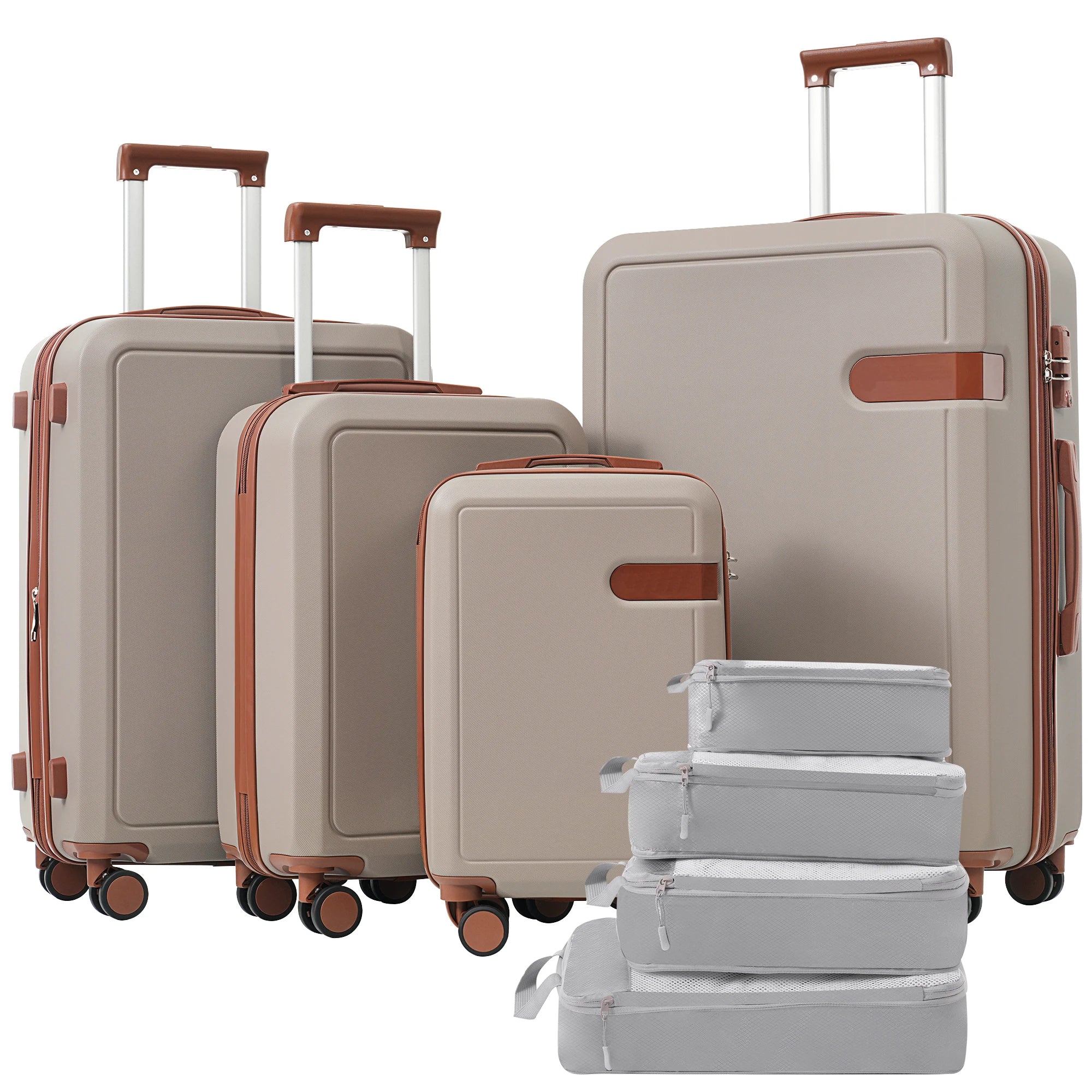 4 Piece Luggage Set with Compression Packing Cubes for Suitcase Expanable Spinner Wheels Lightweight Suitcase with TSA Lock
