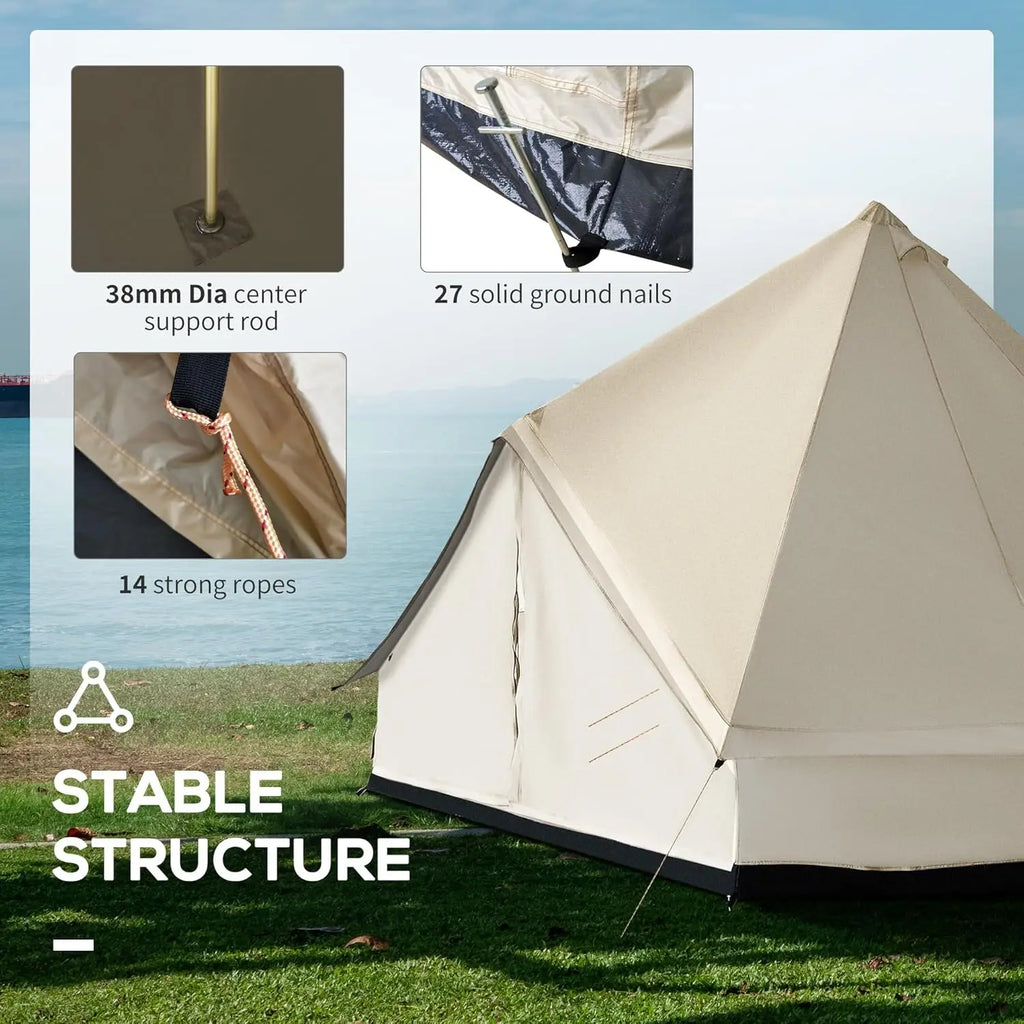 10-Person Yurt Tent Glamping Bell Tent with Spacious Interior, Breathable Waterproof Design, for Family Camping, 16' x 16' x 10'