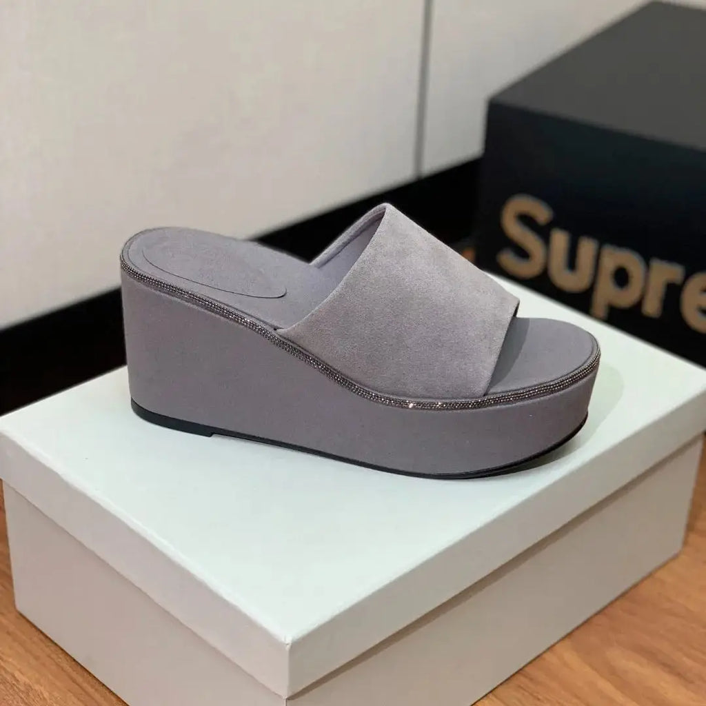Summer genuine suede slippers