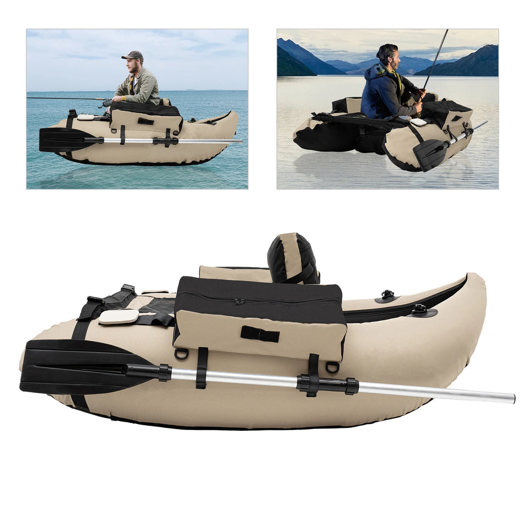 Portable Inflatable Fishing Boat 286lbs Load Adjustable Seat with Pump Oar & Bag for Lake River Ocean Fishing/Camping