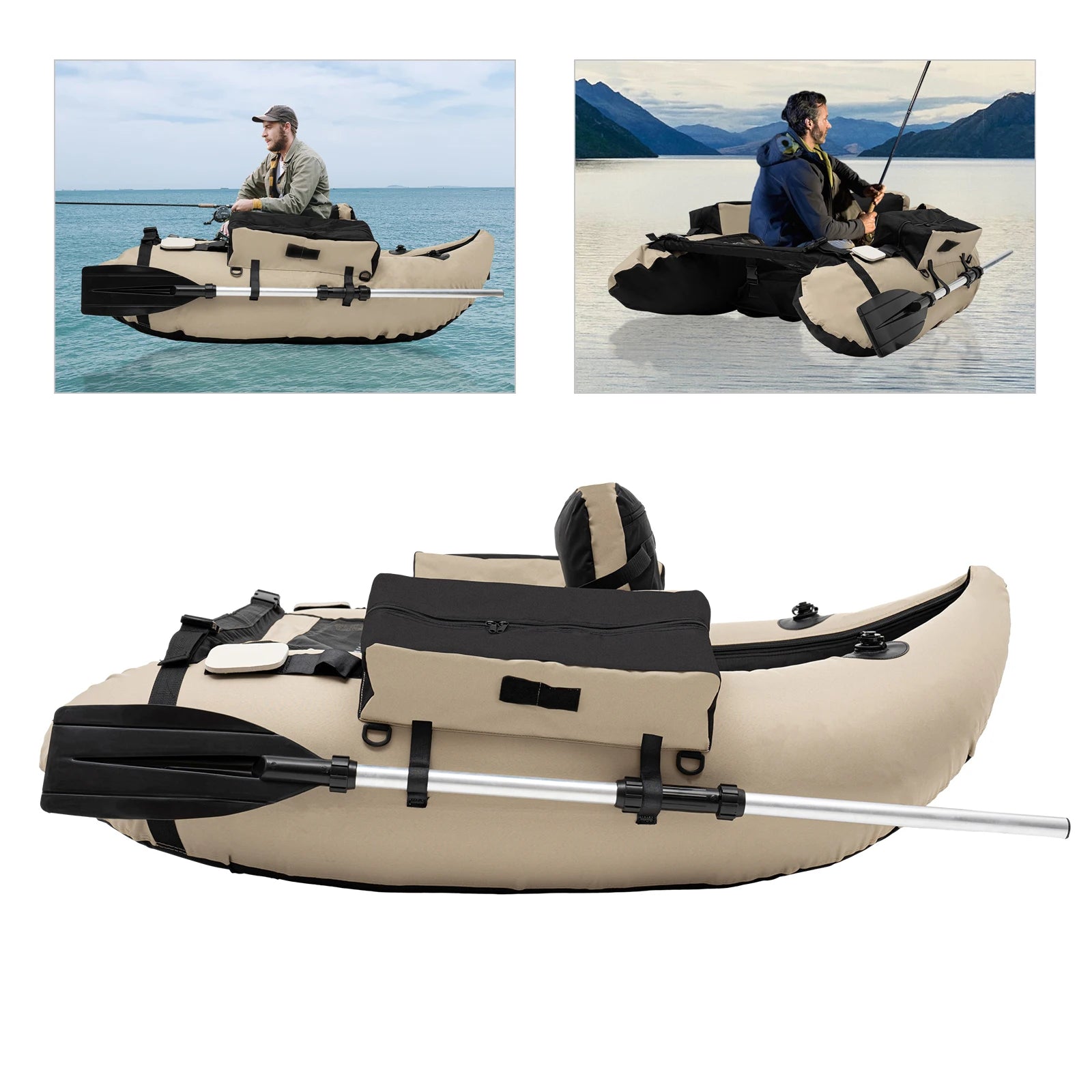 Portable Inflatable Fishing Boat 286lbs Load Adjustable Seat with Pump Oar & Bag for Lake River Ocean Fishing/Camping