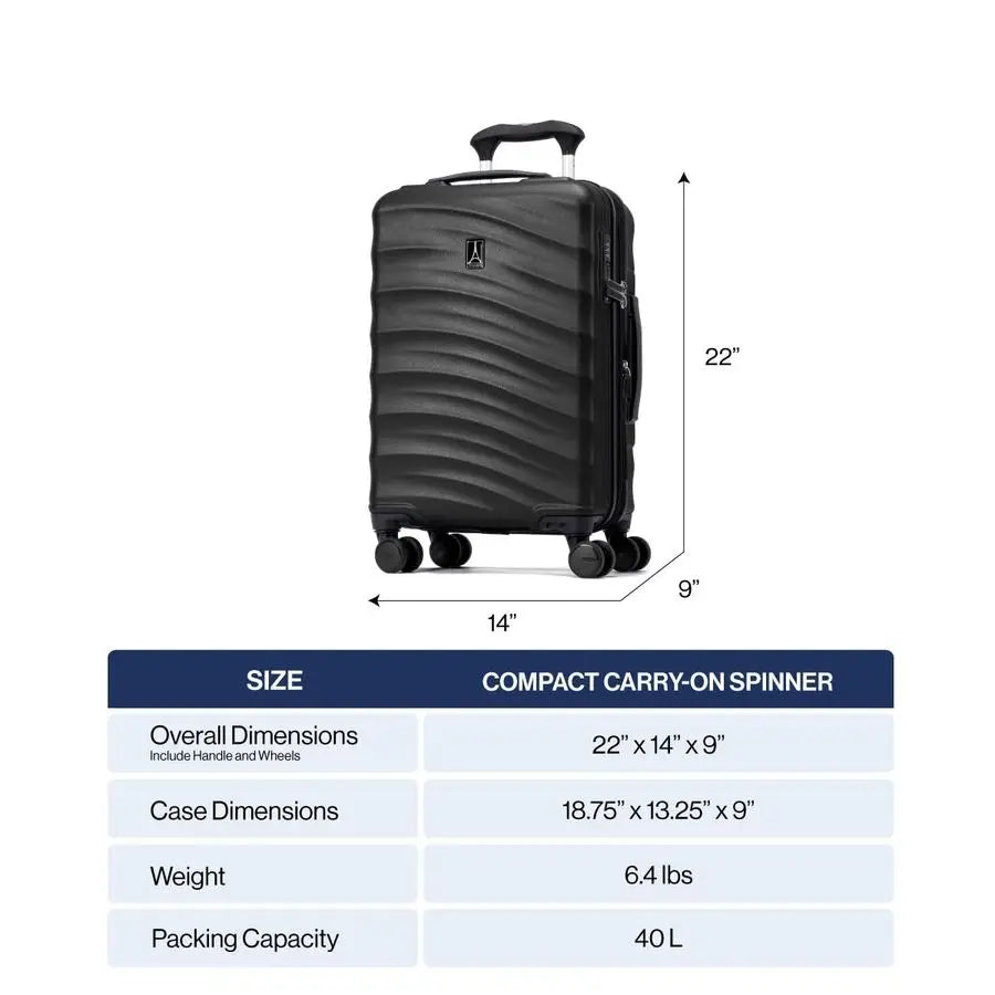 Air V2 Hardside Expandable Carry on Luggage, 8 Spinner Wheels, Lightweight Hard Shell Suitcase, TSA lock, Slate Green, Compact C
