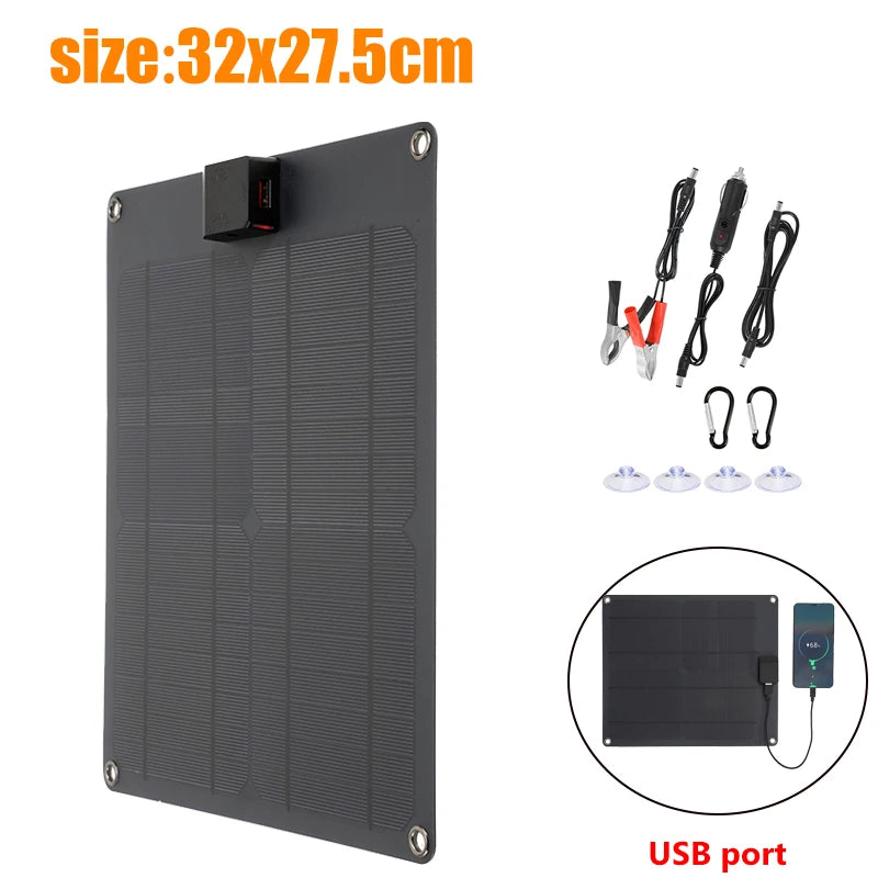 100W Solar Panel 5V Dual USB Polycrystalline Solar Cell 12V Battery Charger for Phone Outdoor Camping Mobile Power Supplies