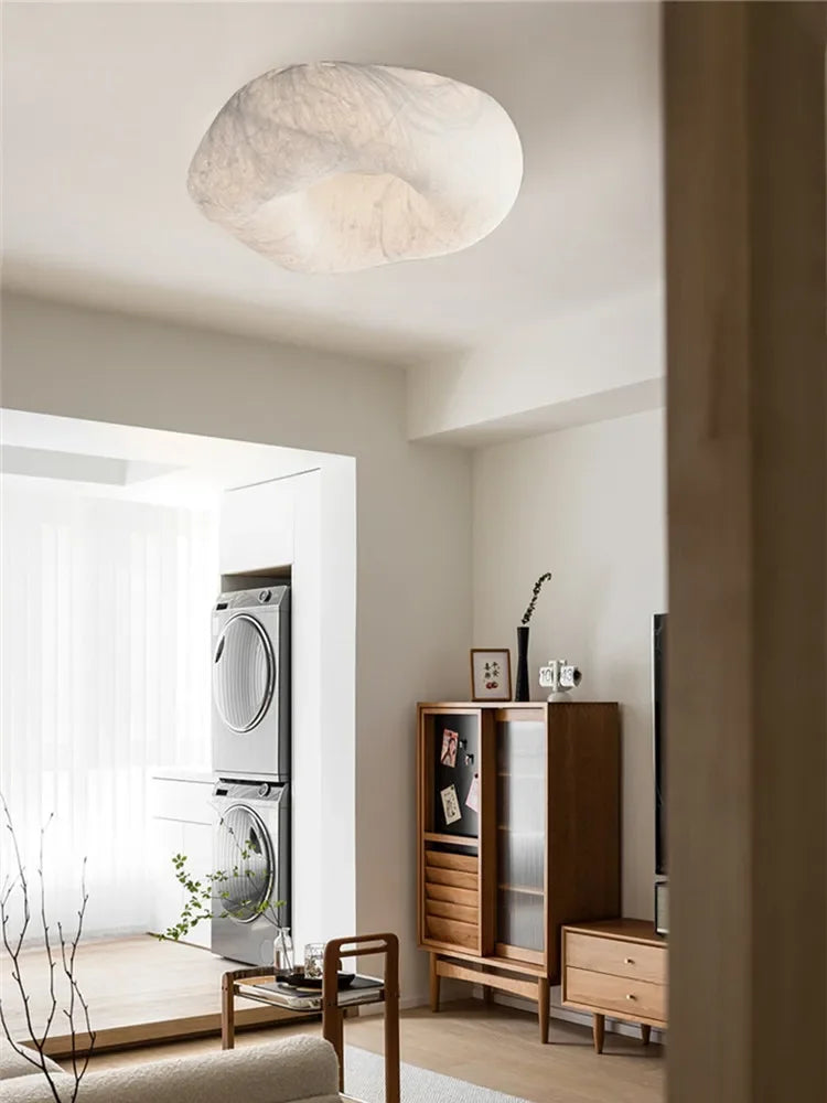 Wabi Sabi Cloud Handmade Imitation Silk Ceiling Light Living Room Entrance Hallway Light Japanese Design Bedroom and Study Light