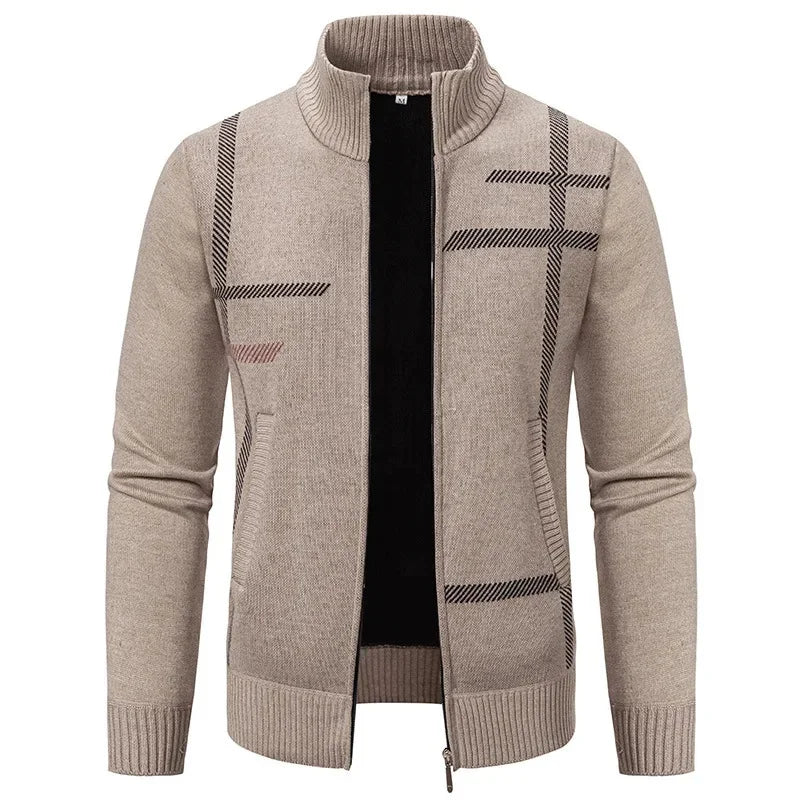 Thickened Knitted Men's Jacket Outerwear Stand Collar Sweater Warm Cotton Clothes Winter Casual Fashion from Mainland China