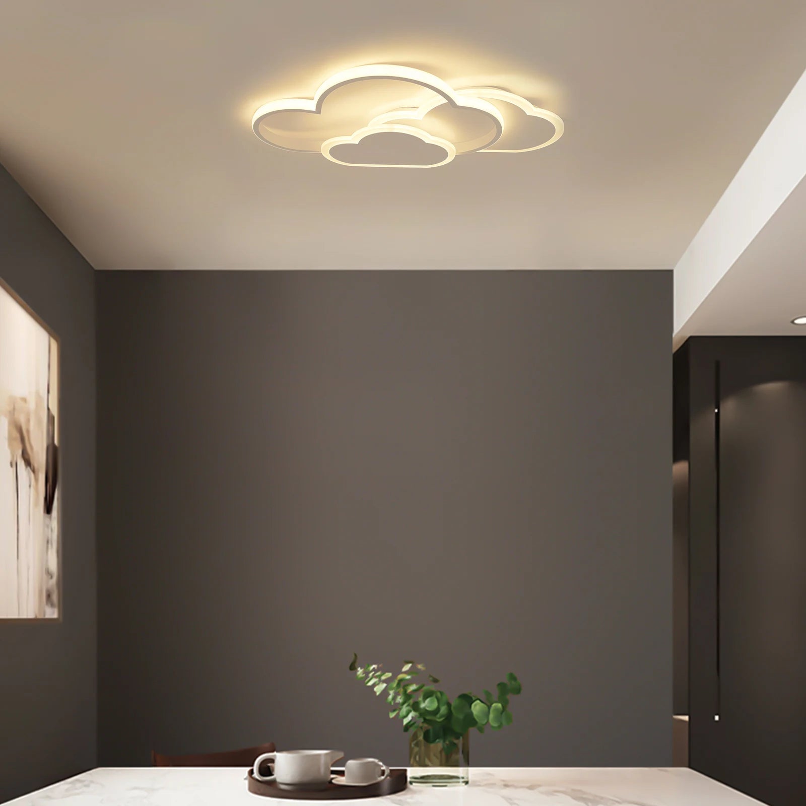 Cloud Shape LED Ceiling Light Fixture Modern 3-Color Lighting Acrylic Ceiling Lamp for Living Room Bedroom Kid's Room 52x31cm