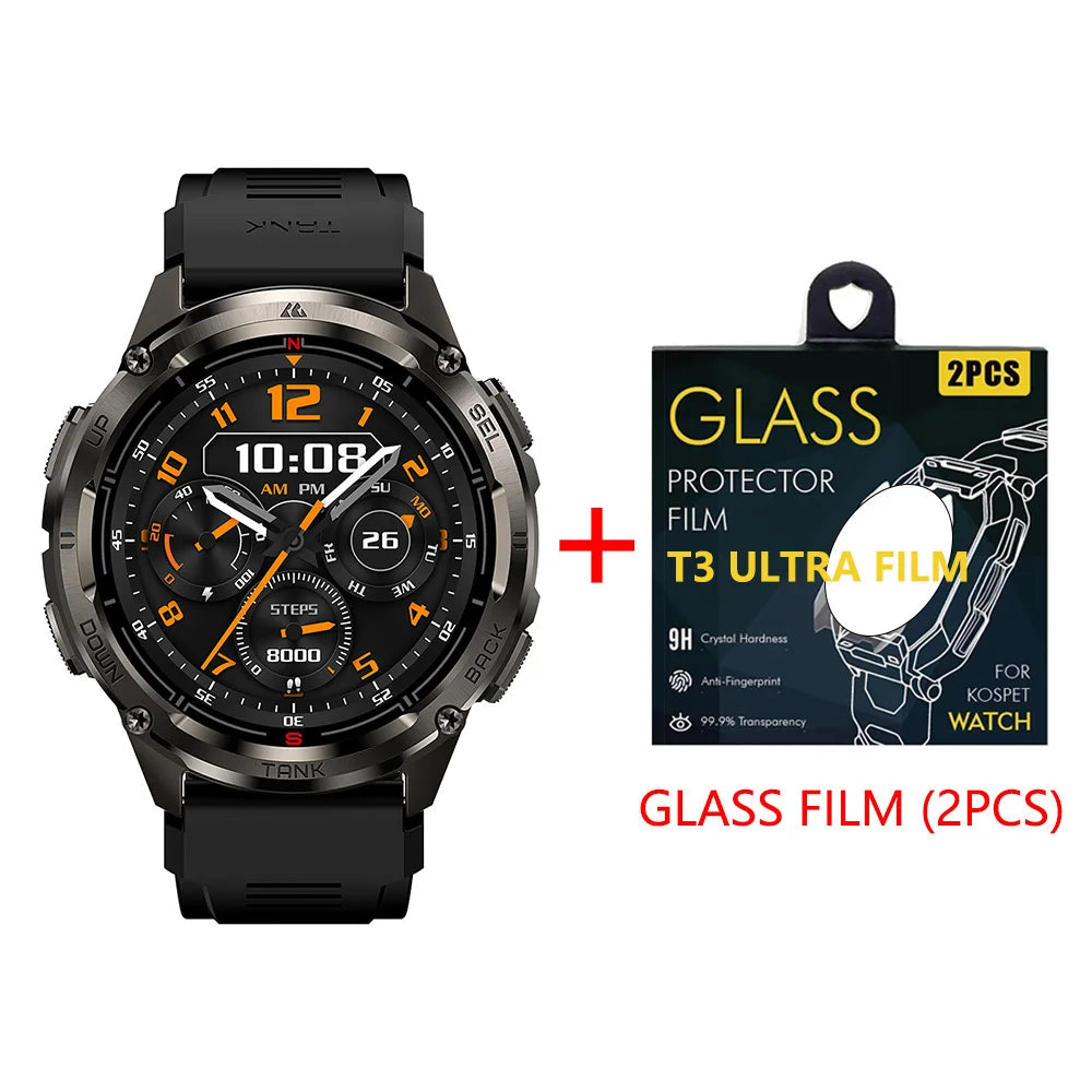 KOSPET TANK T3 Ultra 2 GPS Smart Watches Men Compass Altimeter Barometric 5ATM IP69K Waterproof AMOLED Bluetooth Call Mens Watch