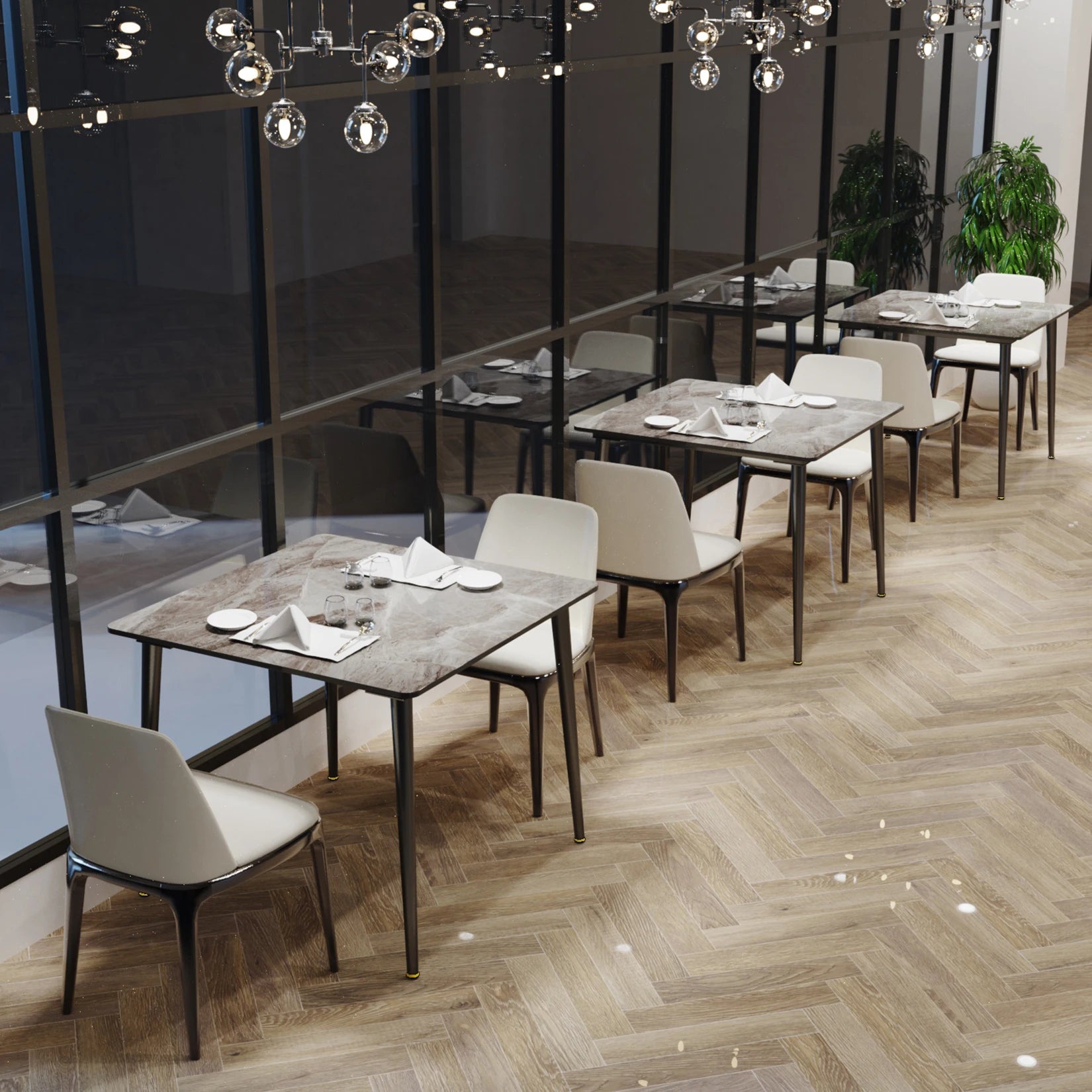 Rectangular Dining Modern Dining Desk Table Furniture with Natural Texture Sintered Stone Top Metal Frame for Dining Room