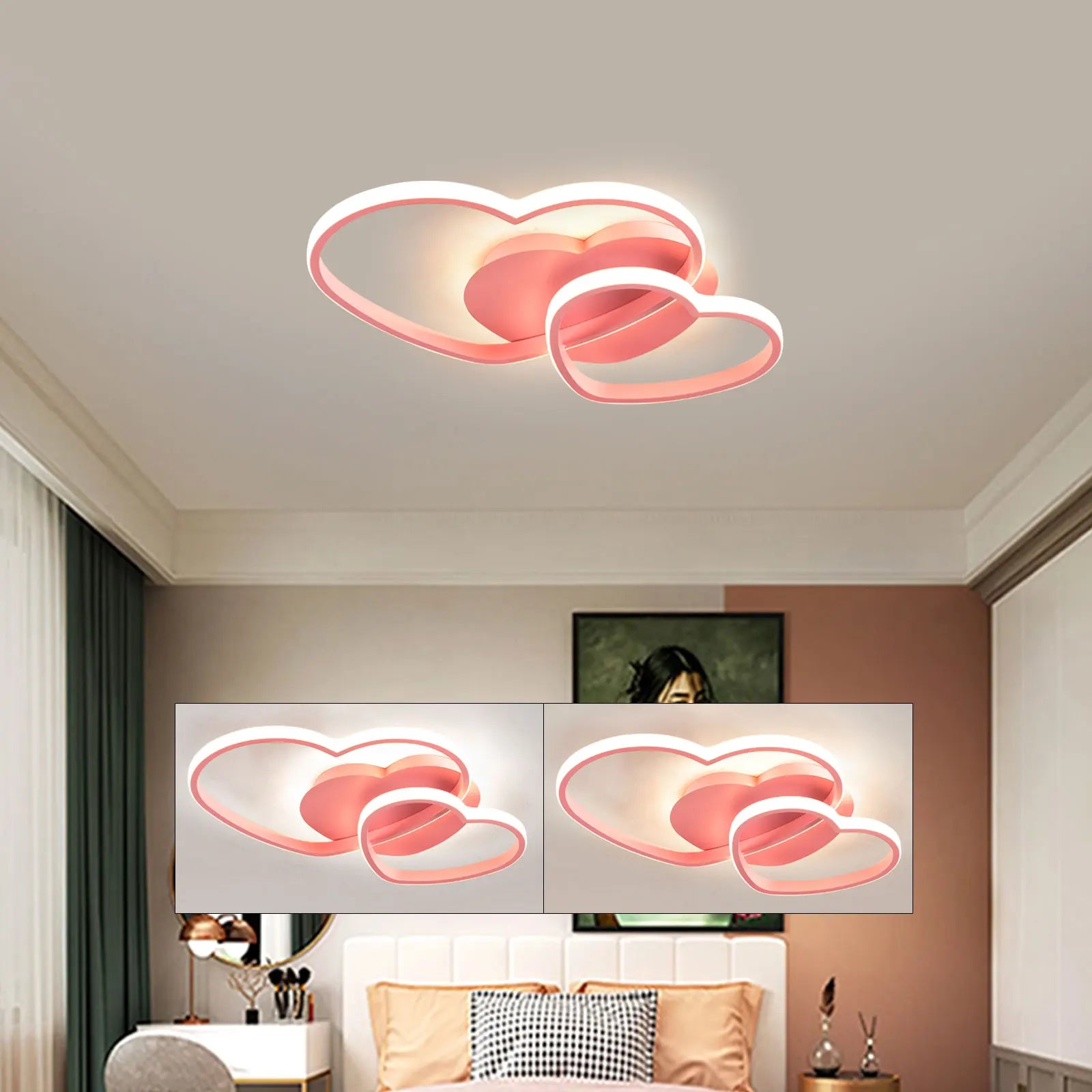 Pink Heart Shaped Ceiling Light Stylish Heart - Design Ceiling Light for Bars Salons Lofts Studies, Children's Rooms Hotel Rooms