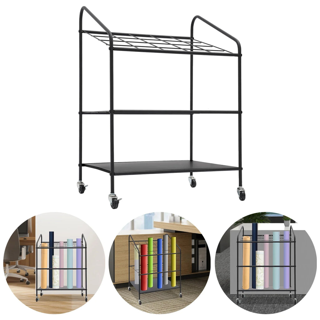 Three Layer 20 Slot Metal Drawing/Document Storage Rack for office school to store office supplies, folders, personal items
