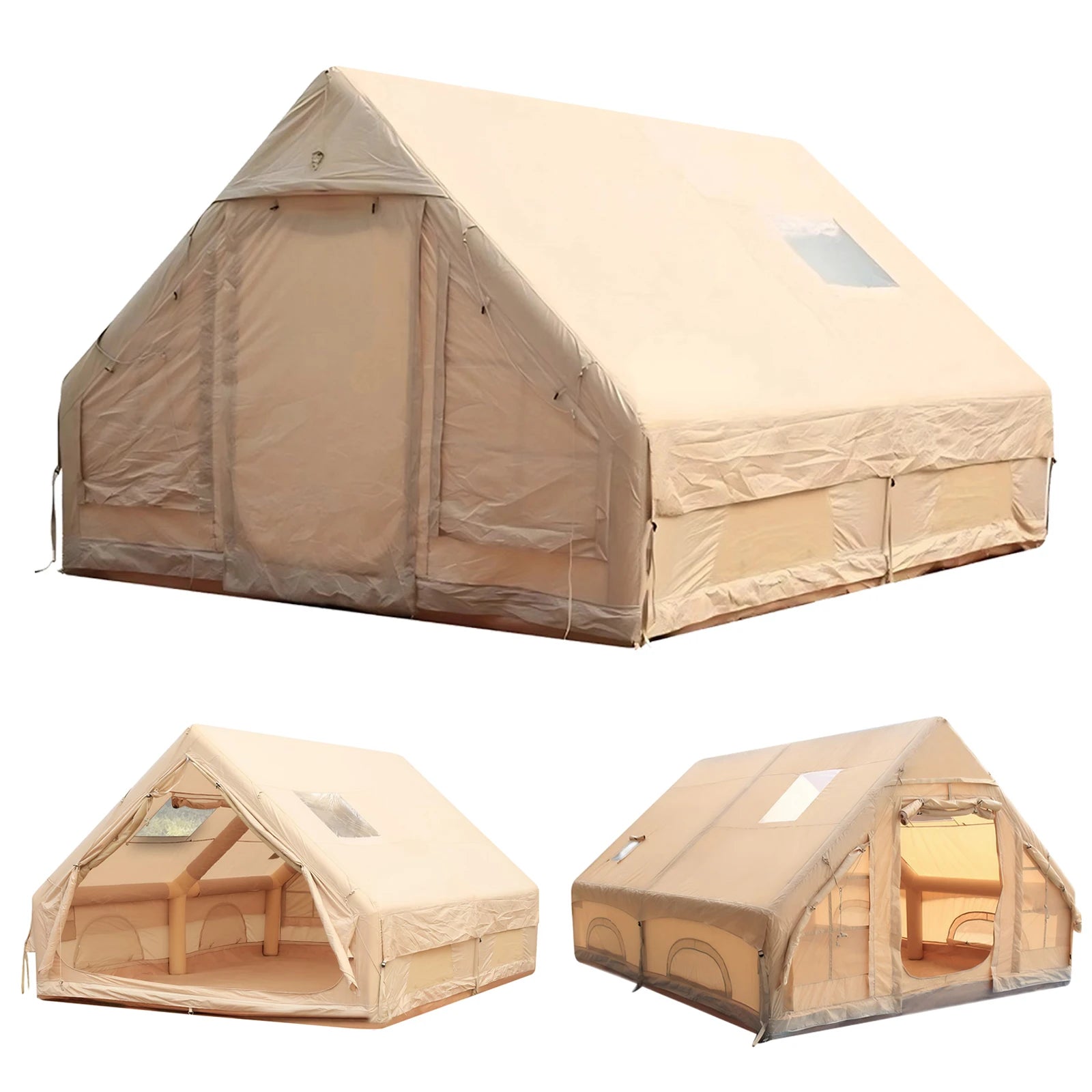 Inflatable Camping Tent with Pump Glamping Camping Tents House Waterproof Windproof for Outdoors