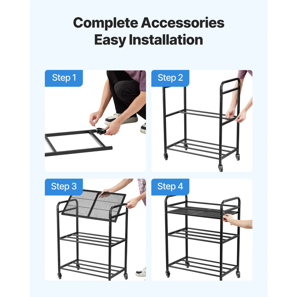 SucceBuy 3 Tier 3D Printer Filament Storage Rack Rolling Filament Spool Holders Racks with Wheels Filaments Organzied for Office