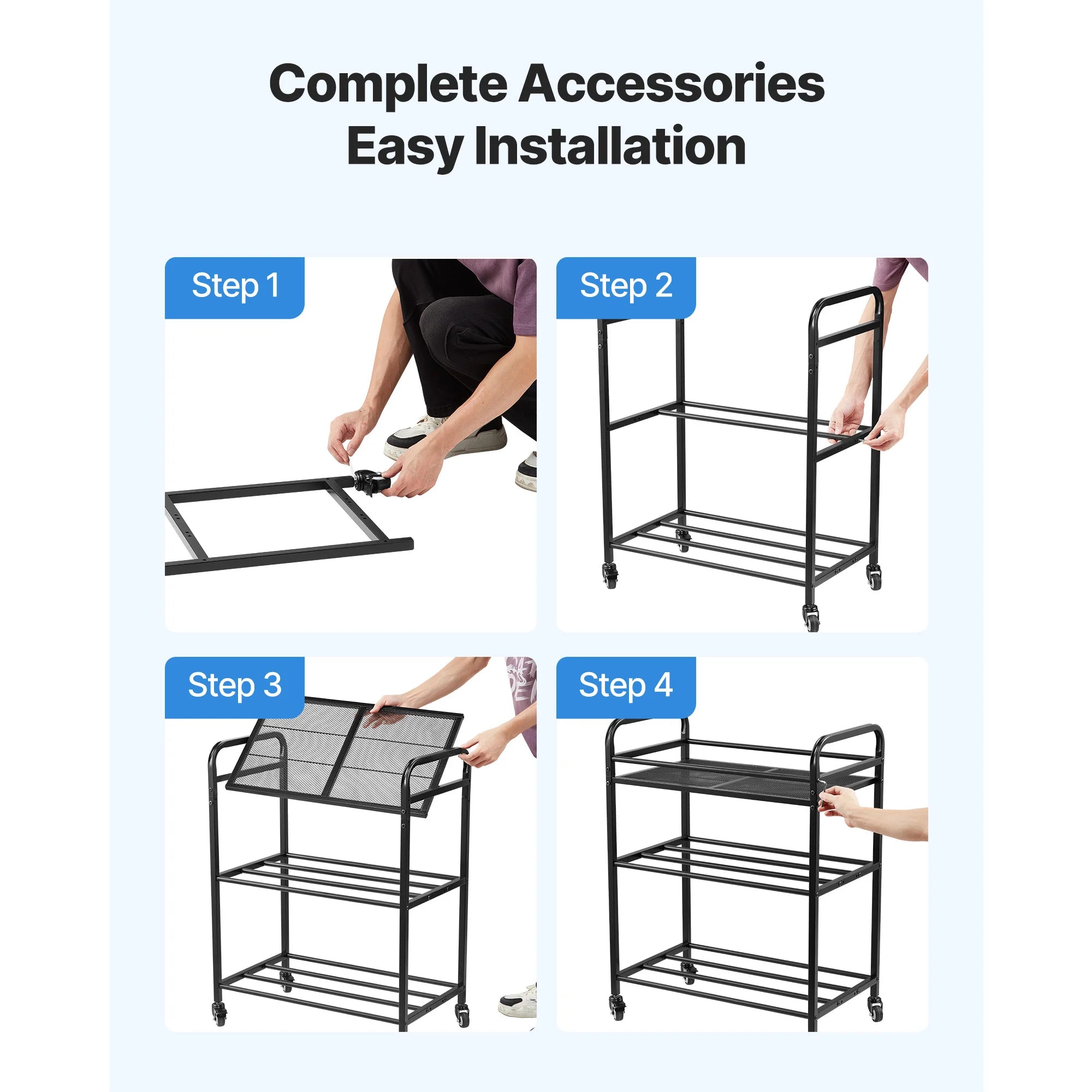 SucceBuy 3 Tier 3D Printer Filament Storage Rack Rolling Filament Spool Holders Racks with Wheels Filaments Organzied for Office