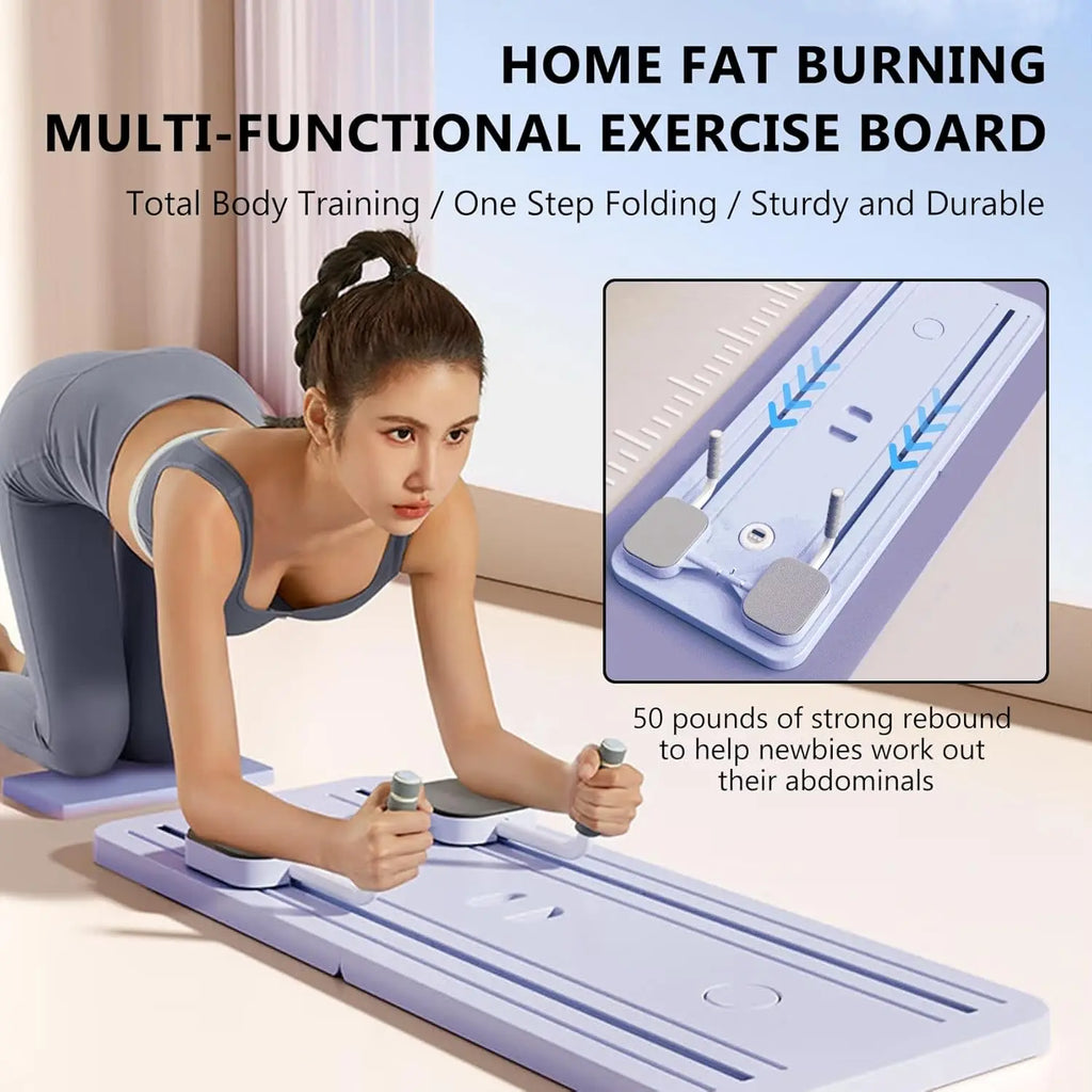 Multifunctional Pilates Board for Core Training, Ab Workout Equipment with Resistance Bands and Kneeling Pads