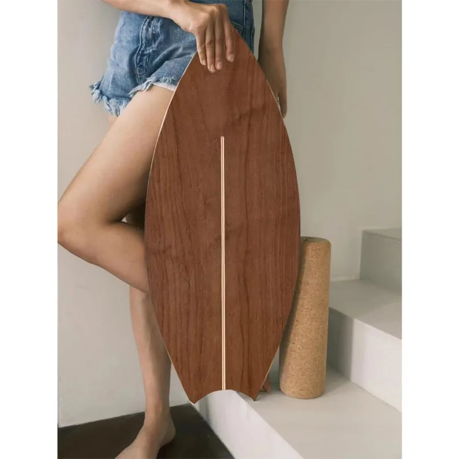 Balance Board Indoor Surfboard Surf Style Home Fitness with Wheel for Exercise Athletic Training and Board Sports Fun Workout E