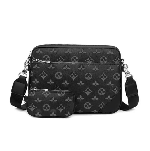 3pcs/Set Men PU Shoulder Messenger Bag with Coin Purse Wallet and Clutch Bags Suitable for Business Commute Travel BL13