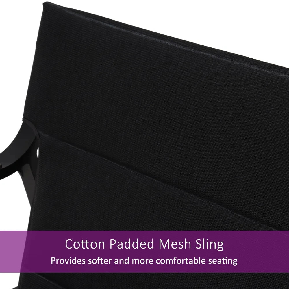 3-Piece Bistro Set with Mesh Sling Armchairs, Outdoor Conversation Set with Side Table, Weather-Resistant Aluminum, Mesh Sling