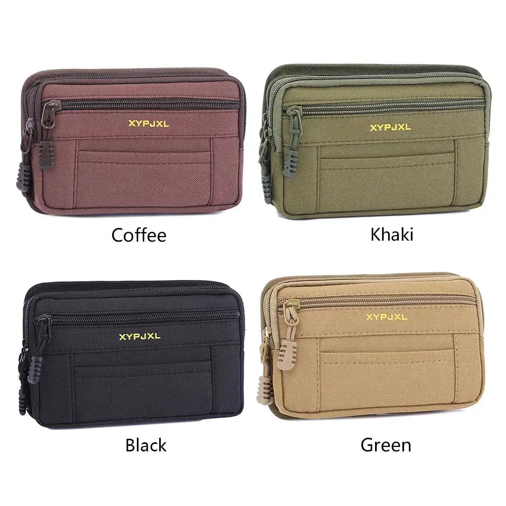 Men Waist Pouch Multi-Compartment Wallet Pouch Portable Mobile Phone Purse Canvas Hiking Cycling Travel Tools
