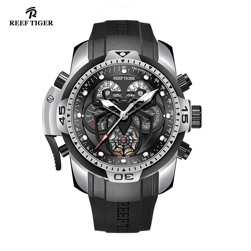 reef tiger men's mechanical watch, fully automatic multi-functional dual calendar business men's watch, men's timepiece