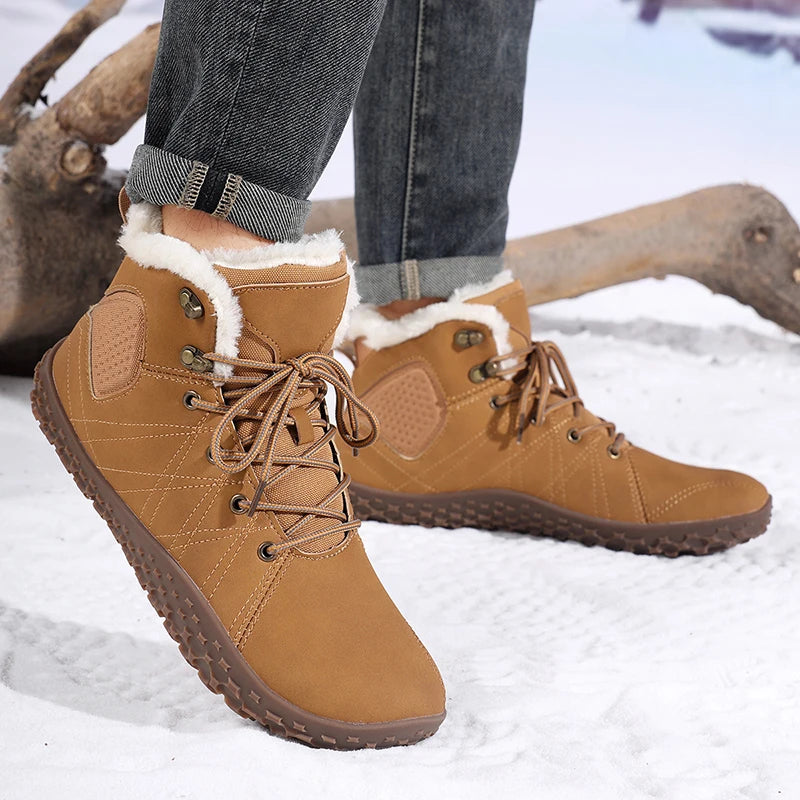 Winter Warm Wide Toe Barefoot Men Snow Boots Outdoor Cotton Boots Breathable Walking Hiking Shoes Comfortable Casual Sneakers