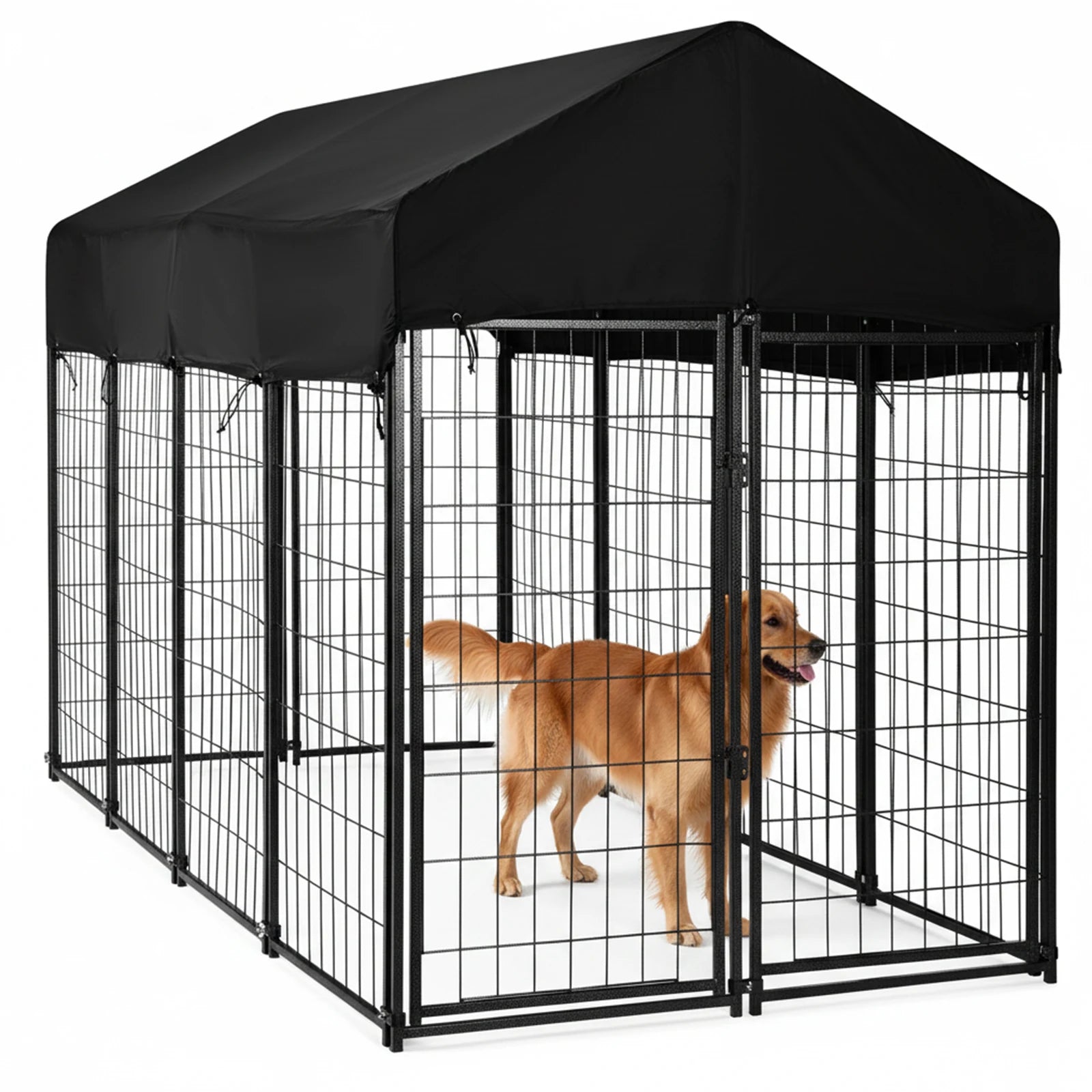 Outdoor Secure Wire Crate Kennel UV-Resistant Heavy Duty Welded Wire Steel Dog Playpen Fence with Door for Medium Small Dogs