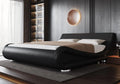 Large bed frame, ergonomic, adjustable headboard, low profile modern cushioned platform sled design - easy to assemble, black