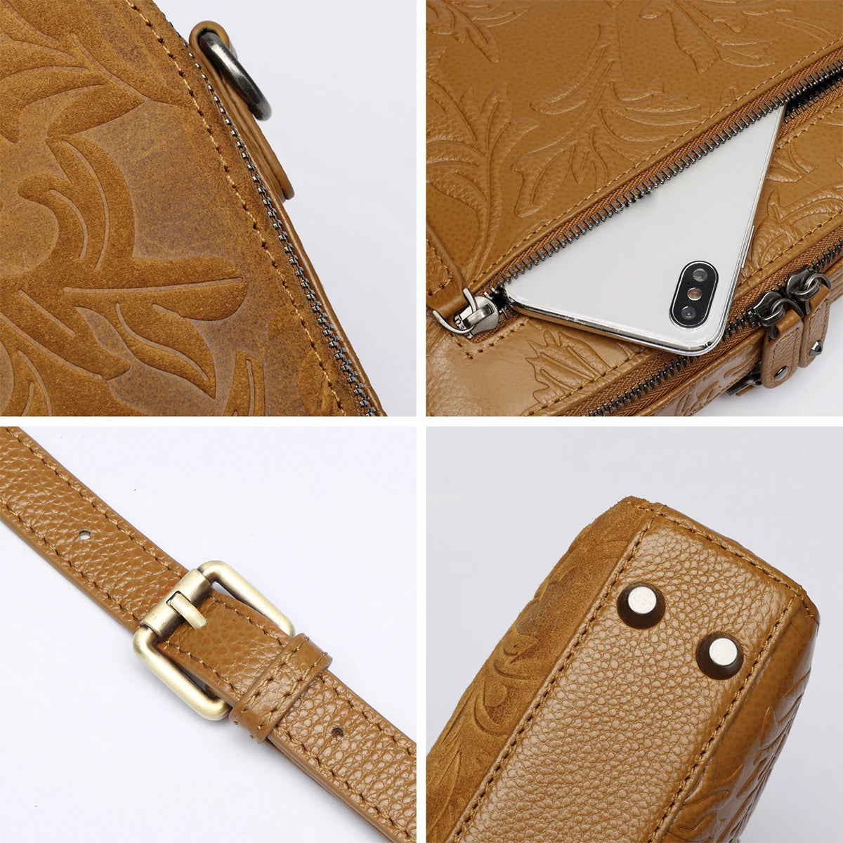 Genuine Leather Crossbody Bag for Women Floral Print Purse Vintage Square designer handbags knock offs shoulder bag Purse