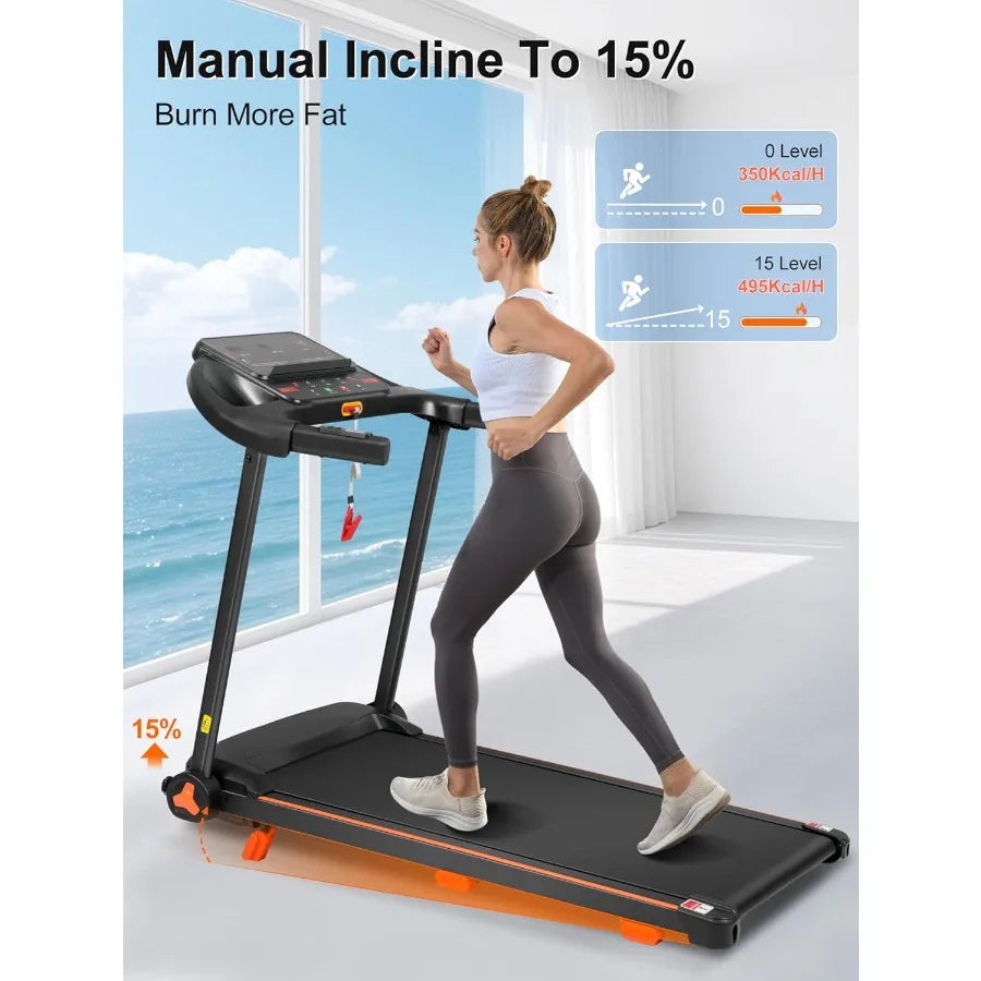 Treadmill with Incline, 3.0HP Foldable Treadmills for Home with 15% Incline,7.5MPH 300 LBS Capacity Home Exercise Equipment Trea